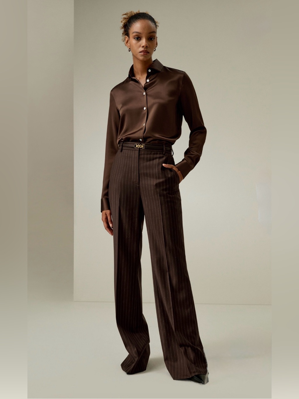 Nwt Lilysilk Pinstriped High Rise Pants Wool Silk Trousers Women's Size 6 5
